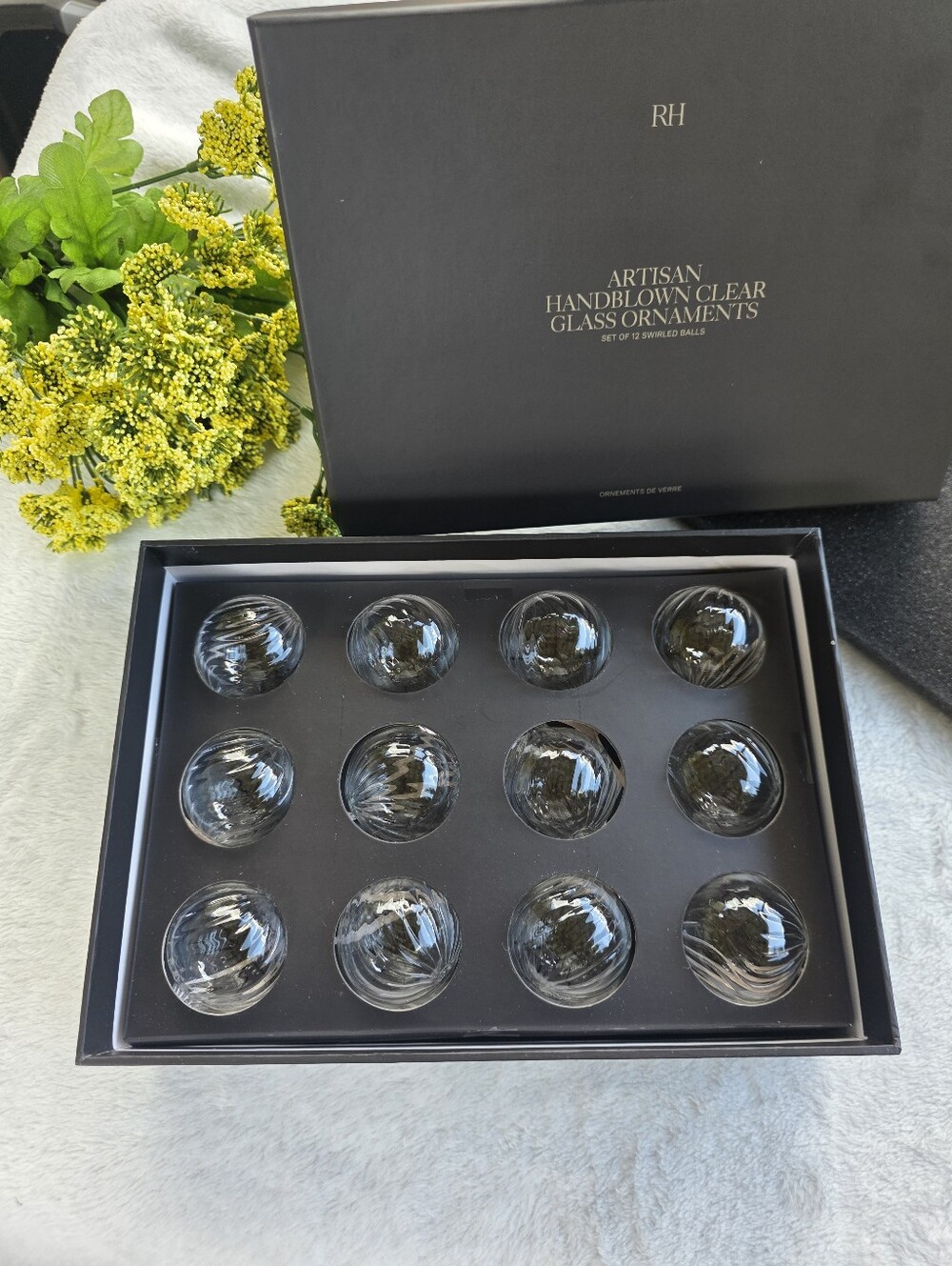 RESTORATION HARDWARE  Artisan Handblown Clear Glass Ornaments